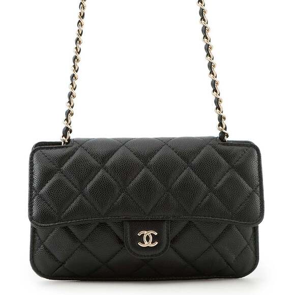 CHANEL Black Caviar Leather Logo Shoulder Bag - Picture 2 of 16
